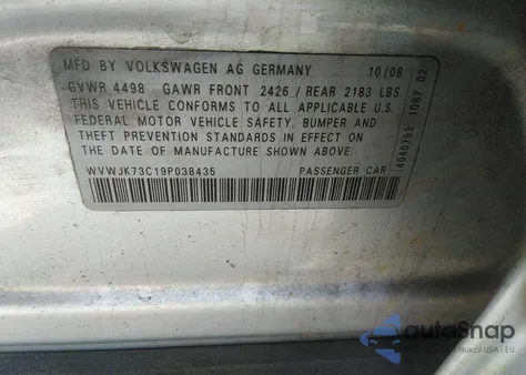 2009 Volkswagen Passat Komfort из США, поврежденный, VIN WVWJK73C19P038435